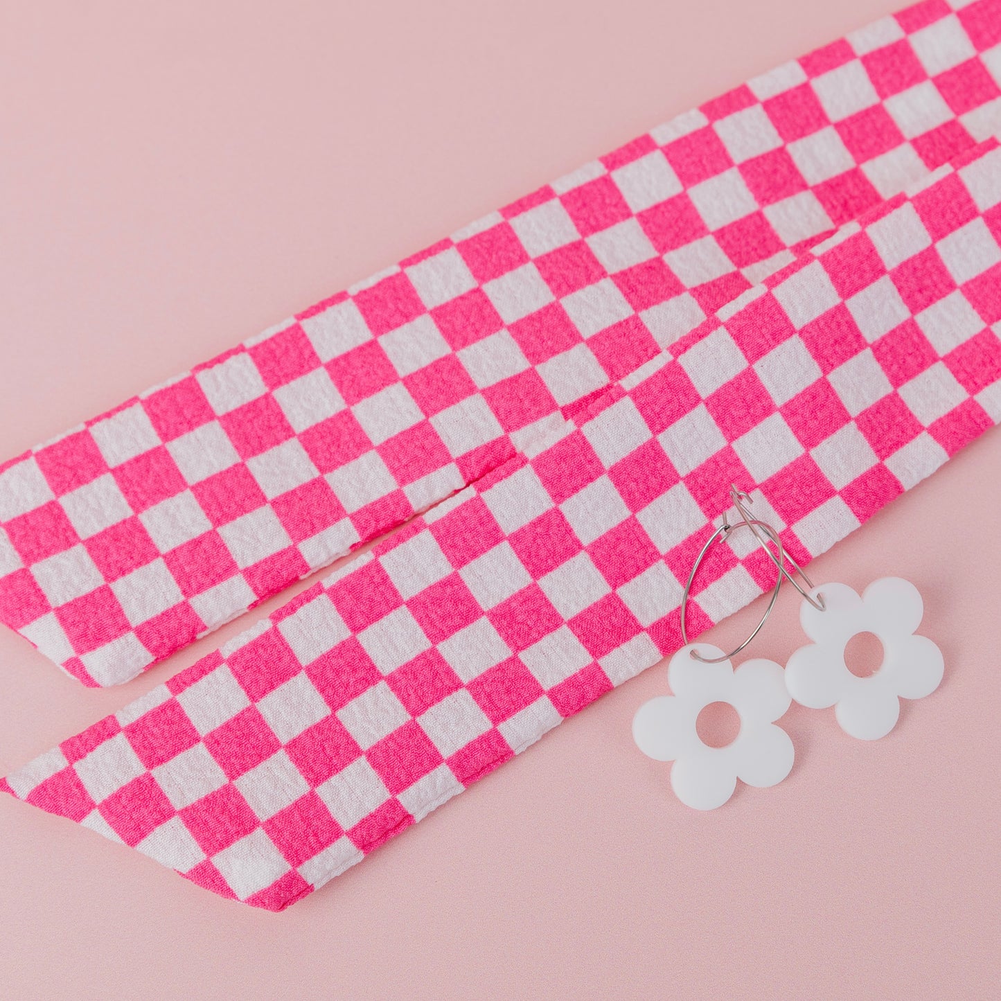 THE BEST HEADBAND + EARRINGS SET in Pink Checkerbard