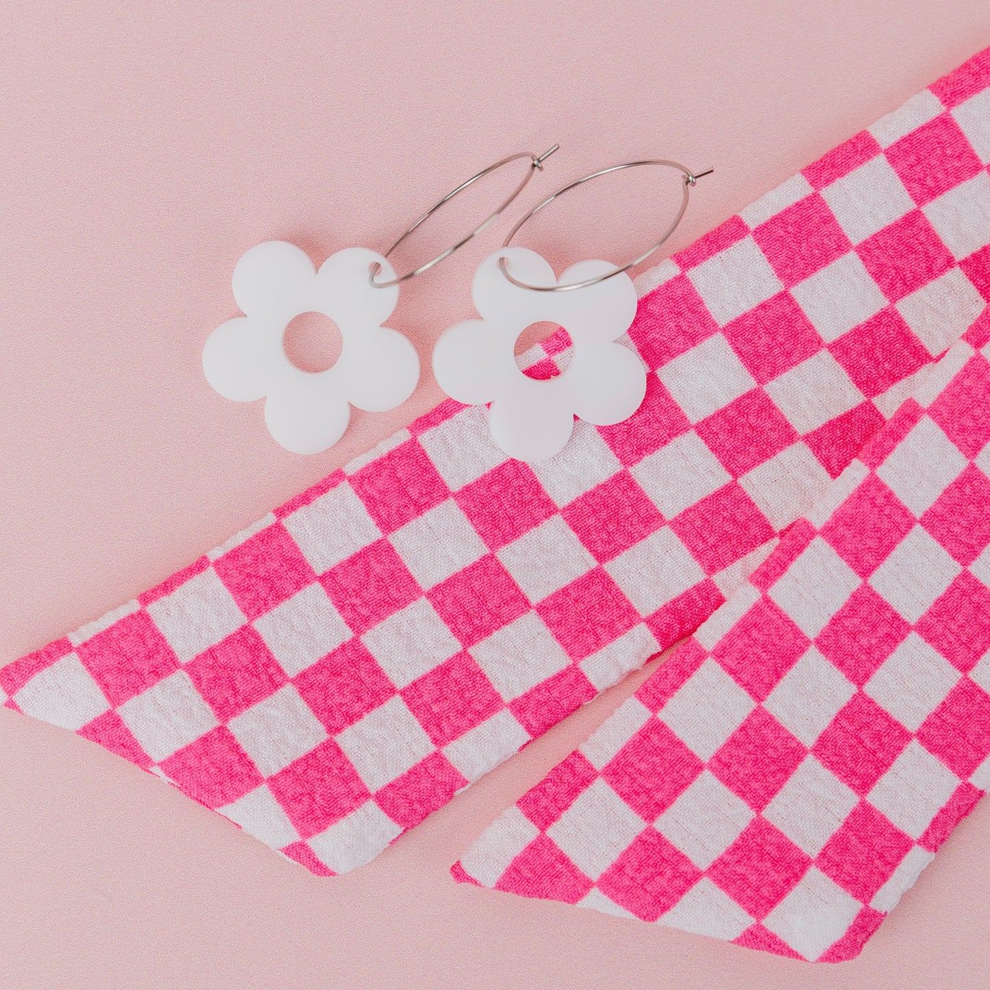 THE BEST HEADBAND + EARRINGS SET in Pink Checkerbard