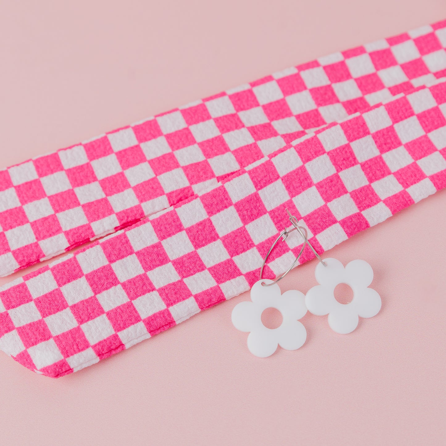 THE BEST HEADBAND + EARRINGS SET in Pink Checkerbard