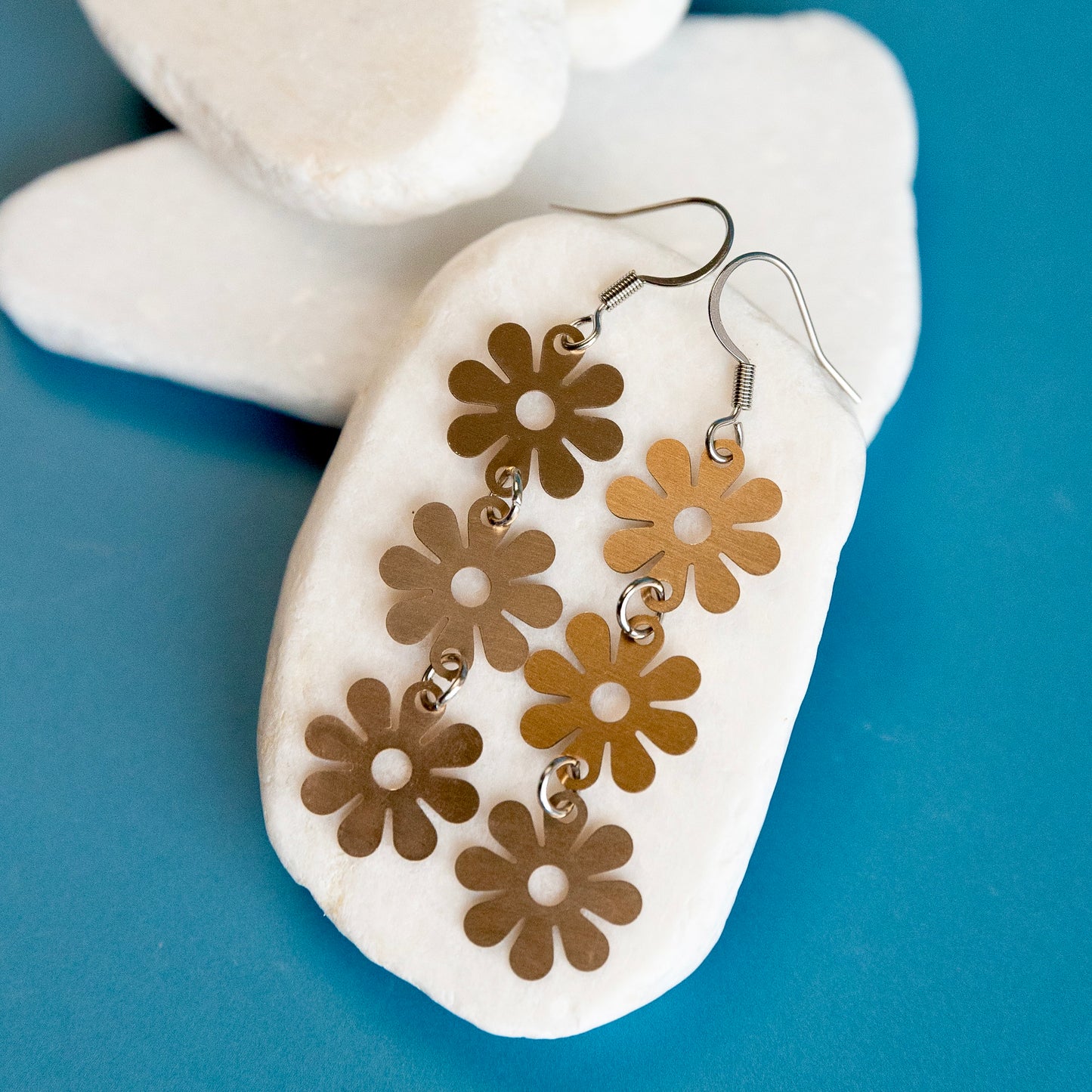 THE PRETTY DAISY TRIO in Beryllium Copper/ Lightweight Metal Statement Earrings