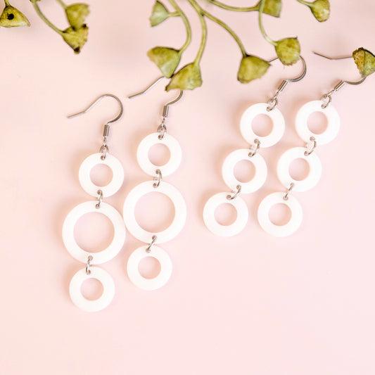 THE CIRCLE TRIO in White Acrylic/ Lightweight Statement Earrings