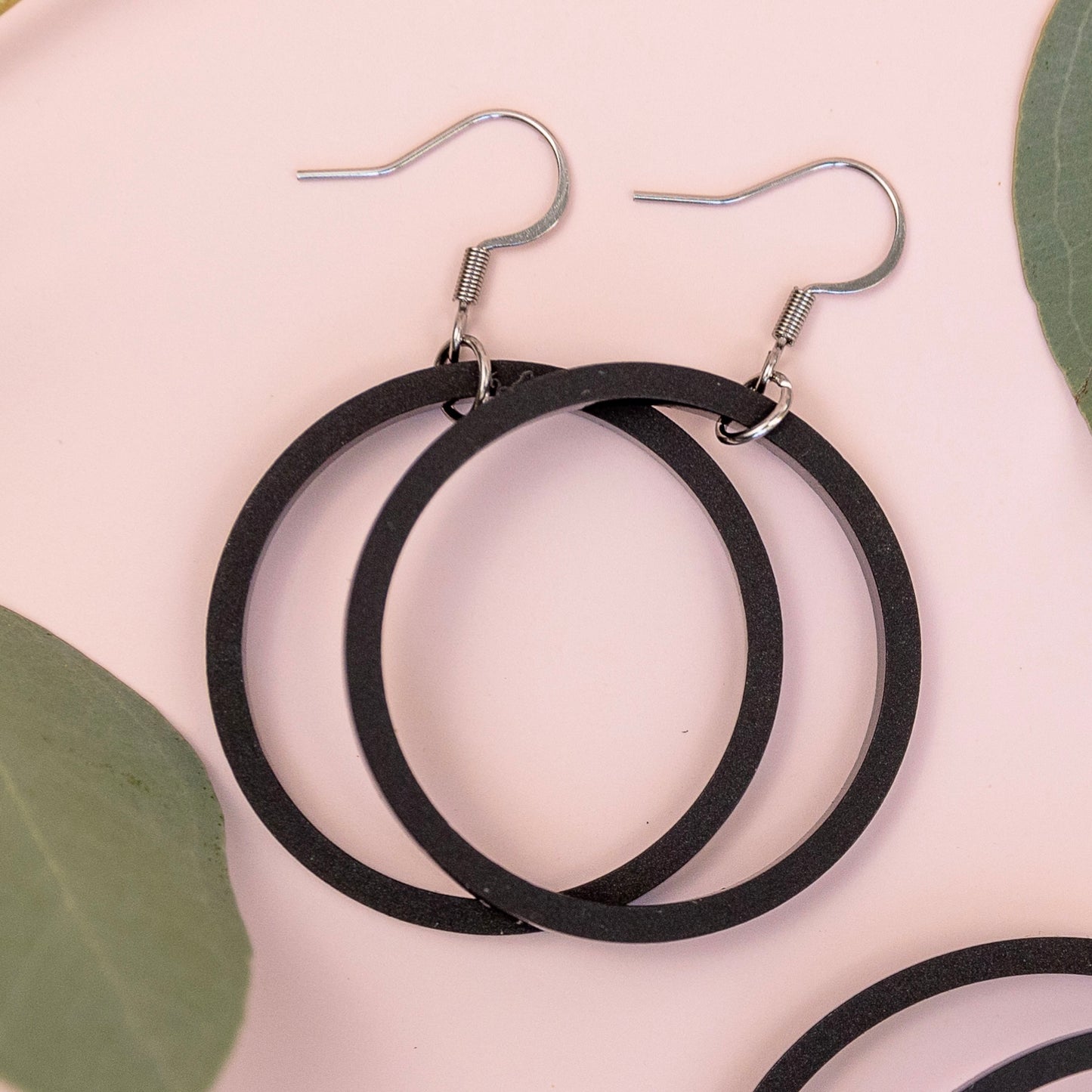 THE STAPLE HOOP in Black/ Lightweight Acrylic Statement Earrings