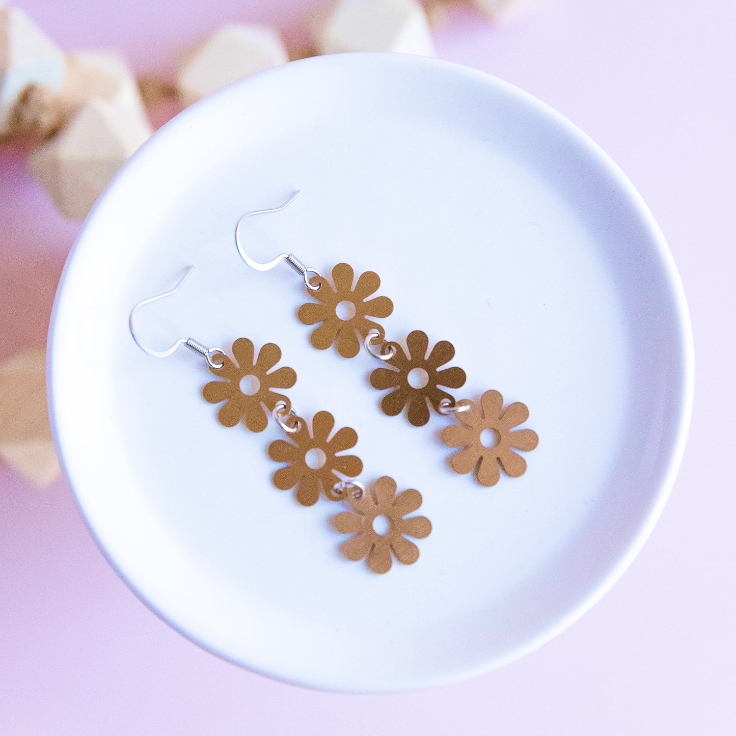 THE PRETTY DAISY TRIO in Beryllium Copper/ Lightweight Metal Statement Earrings