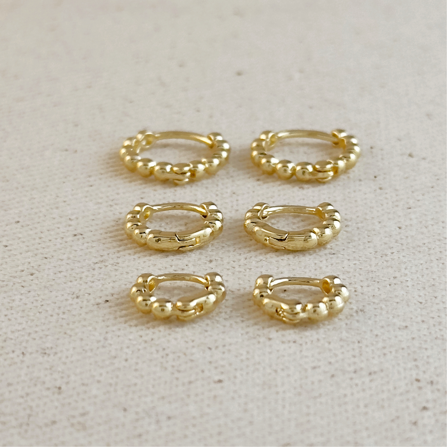 18k Gold Filled Mini Beaded Clicker Hoops 12mm