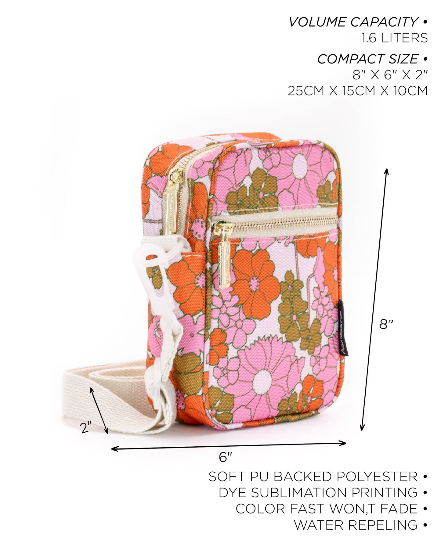 Floral Orange & Pink Mini Brick Bag Recycled RPET
