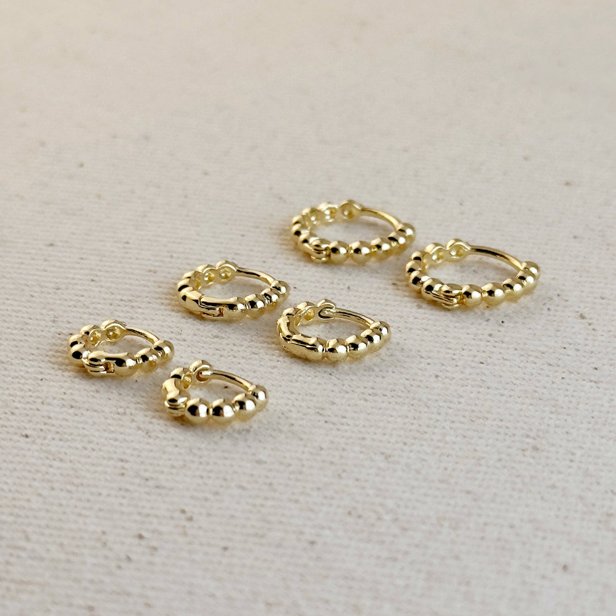 18k Gold Fill Mini Beaded Clicker Hoops 12mm