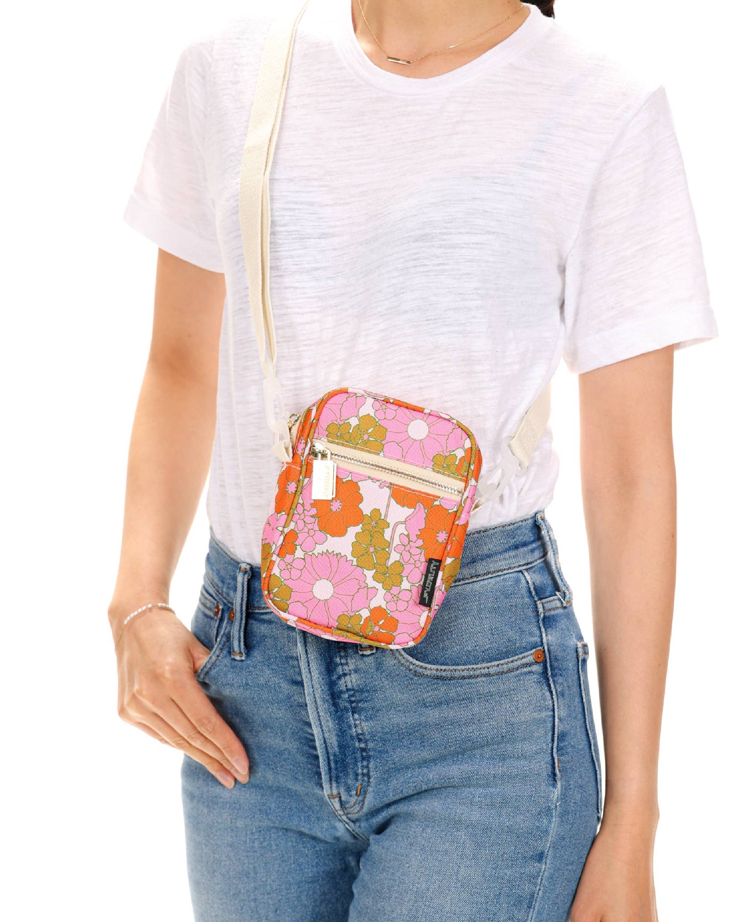 Floral Orange & Pink Mini Brick Bag Recycled RPET