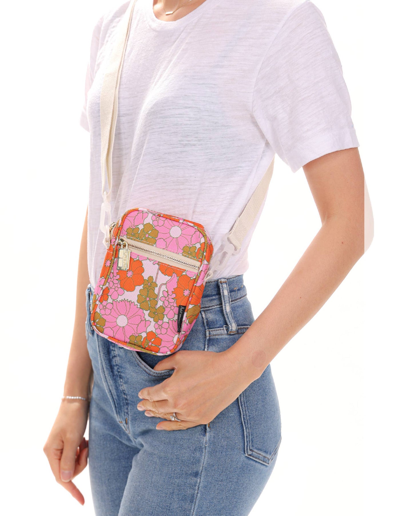 Floral Orange & Pink Mini Brick Bag Recycled RPET