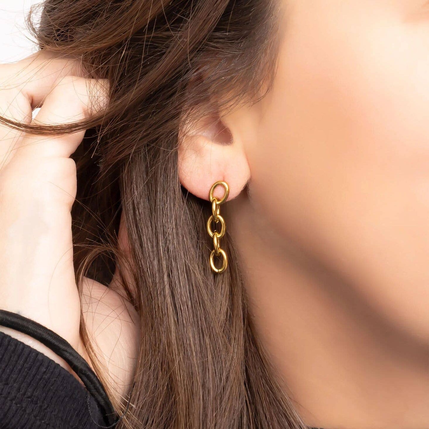 Waterproof PVD Surgical Steel Loop Dangle Earrings