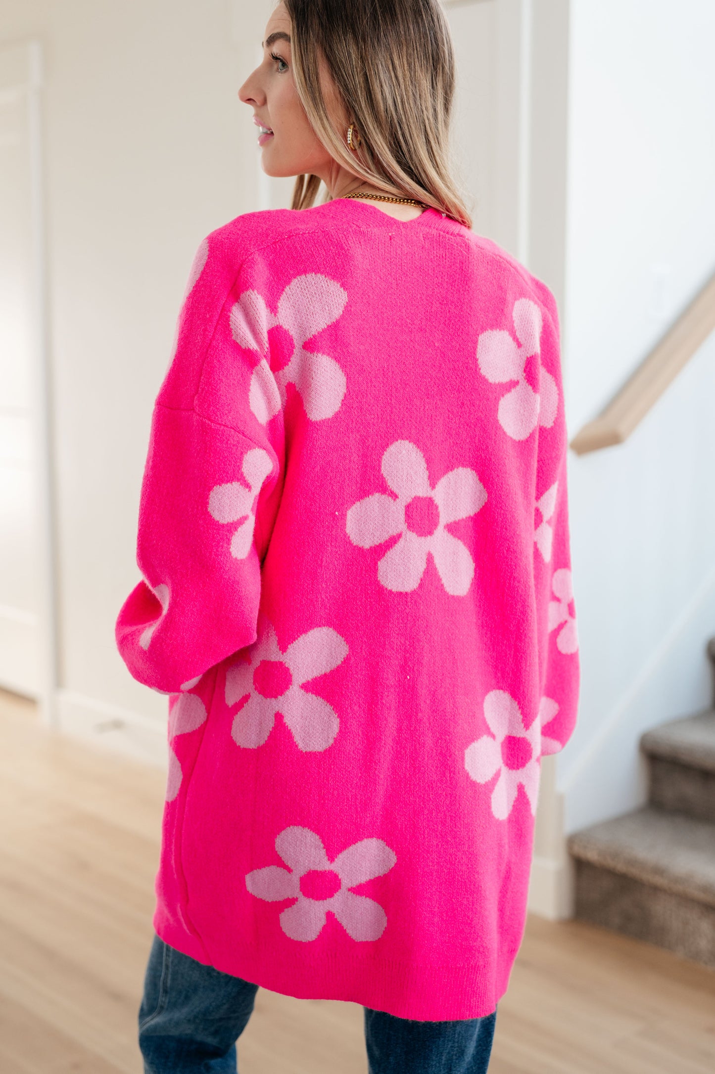 Daisies Forever Floral Cardigan in Pink