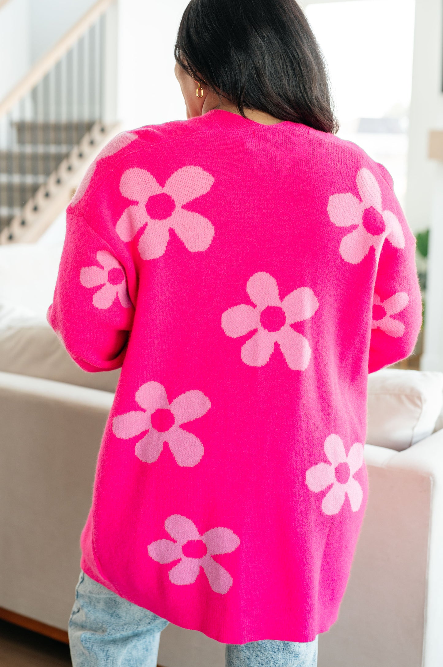 Daisies Forever Floral Cardigan in Pink