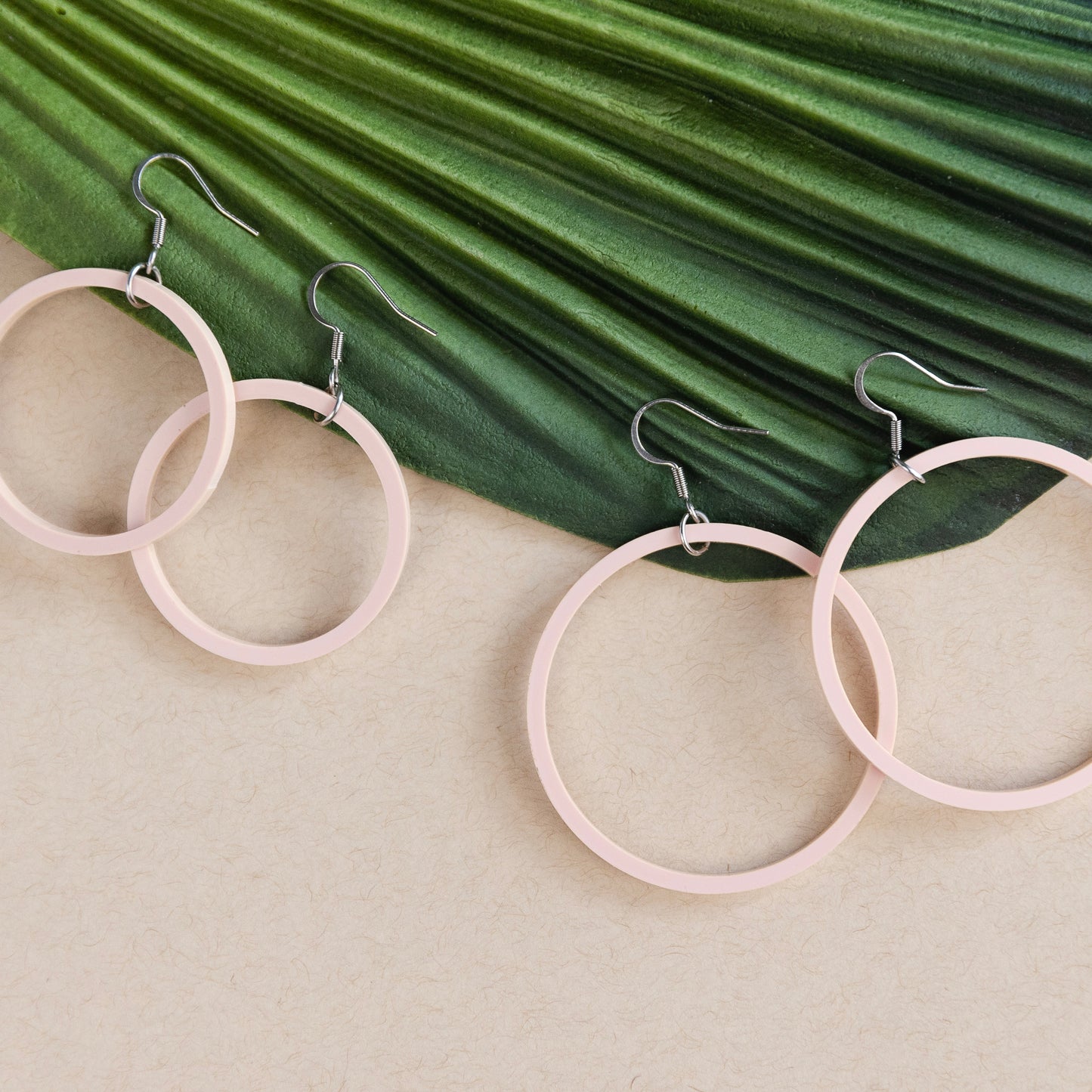 THE STAPLE HOOPS in Nude Blush/ Lightweight Acrylic Statement Hoop Earrings
