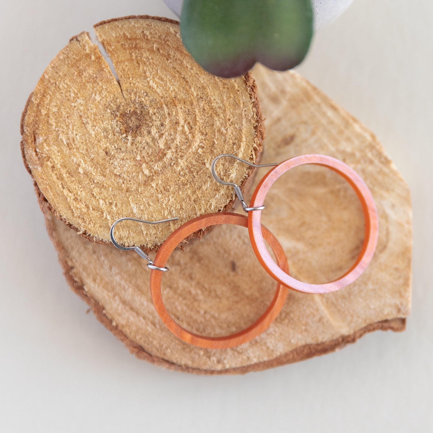 THE STAPLE HOOPS in Burnt Orange/ Lightweight Acrylic Statement Hoop Earrings