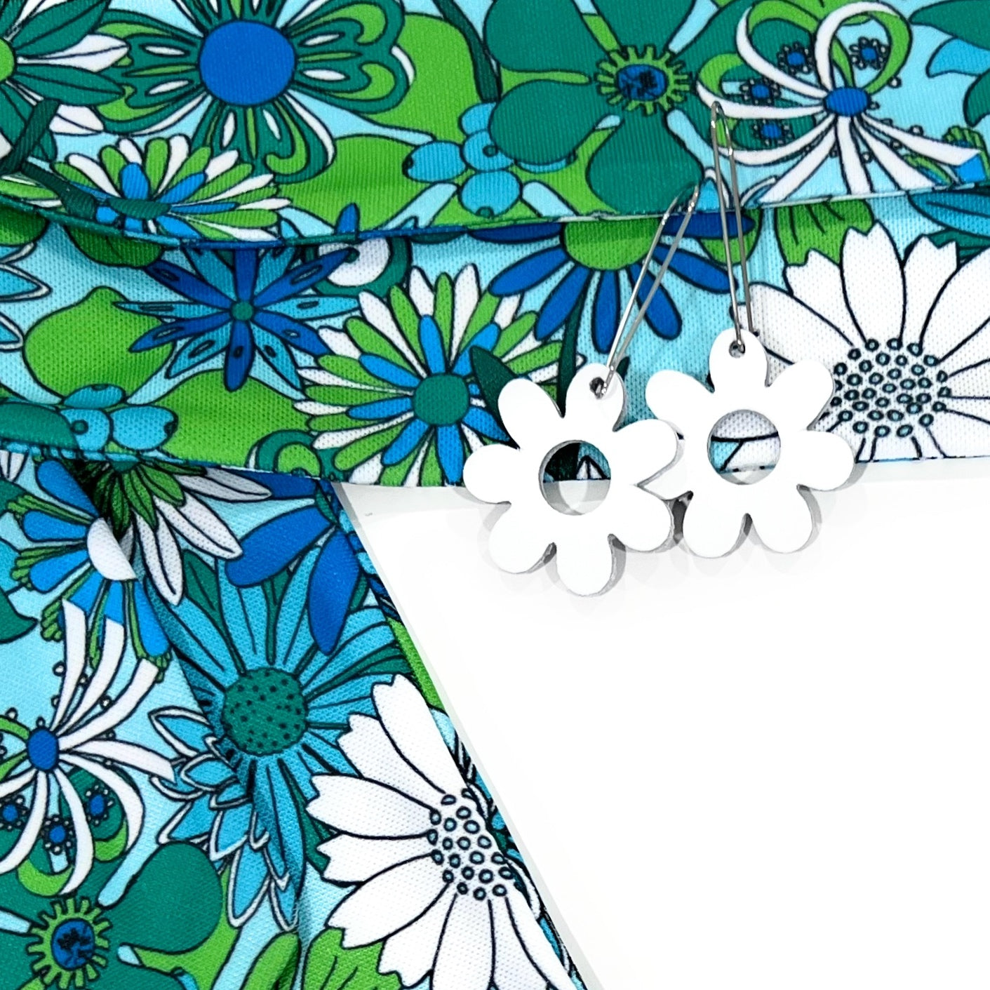 THE BEST EARRINGS/HEADBAND SET in Retro Garden Green & Blue