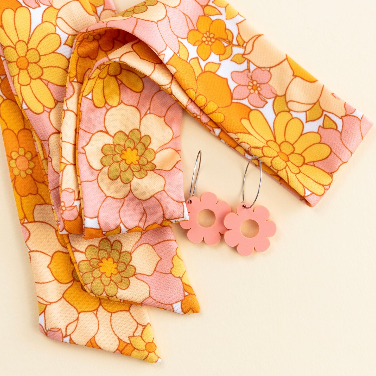 THE BEST EARRINGS/HEADBAND GIFT SET in Grandma’s Floral + Daisy Hoops/ Statement Accessories