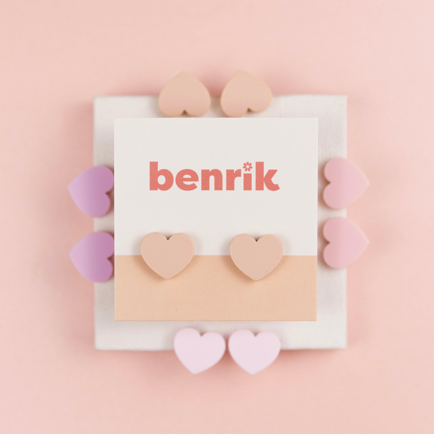 THE CANDY HEART STUD in Pink & Purple/ Lightweight Acrylic Statement Earrings