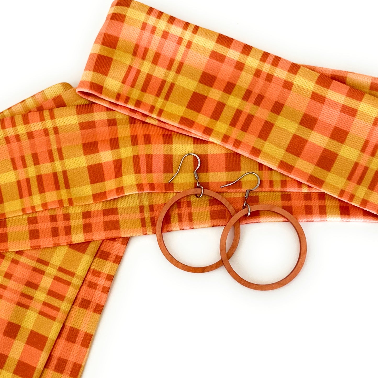 THE BEST EARRINGS/HEADBAND SET in Burnt Orange
