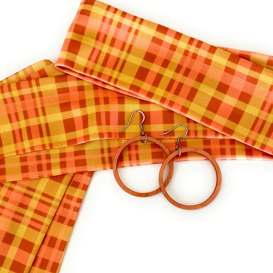 THE BEST EARRINGS/HEADBAND SET in Burnt Orange