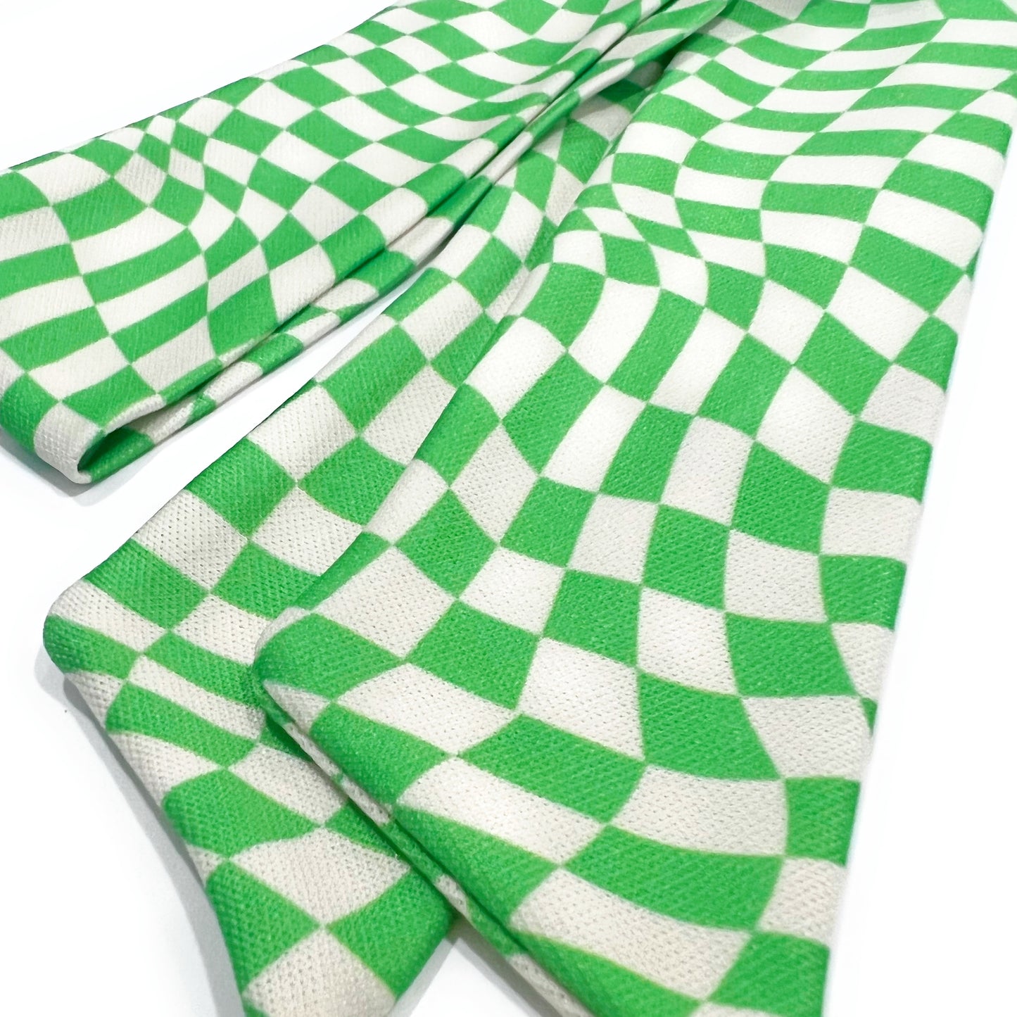THE HEADBAND in Lime Wavy Checkerboard