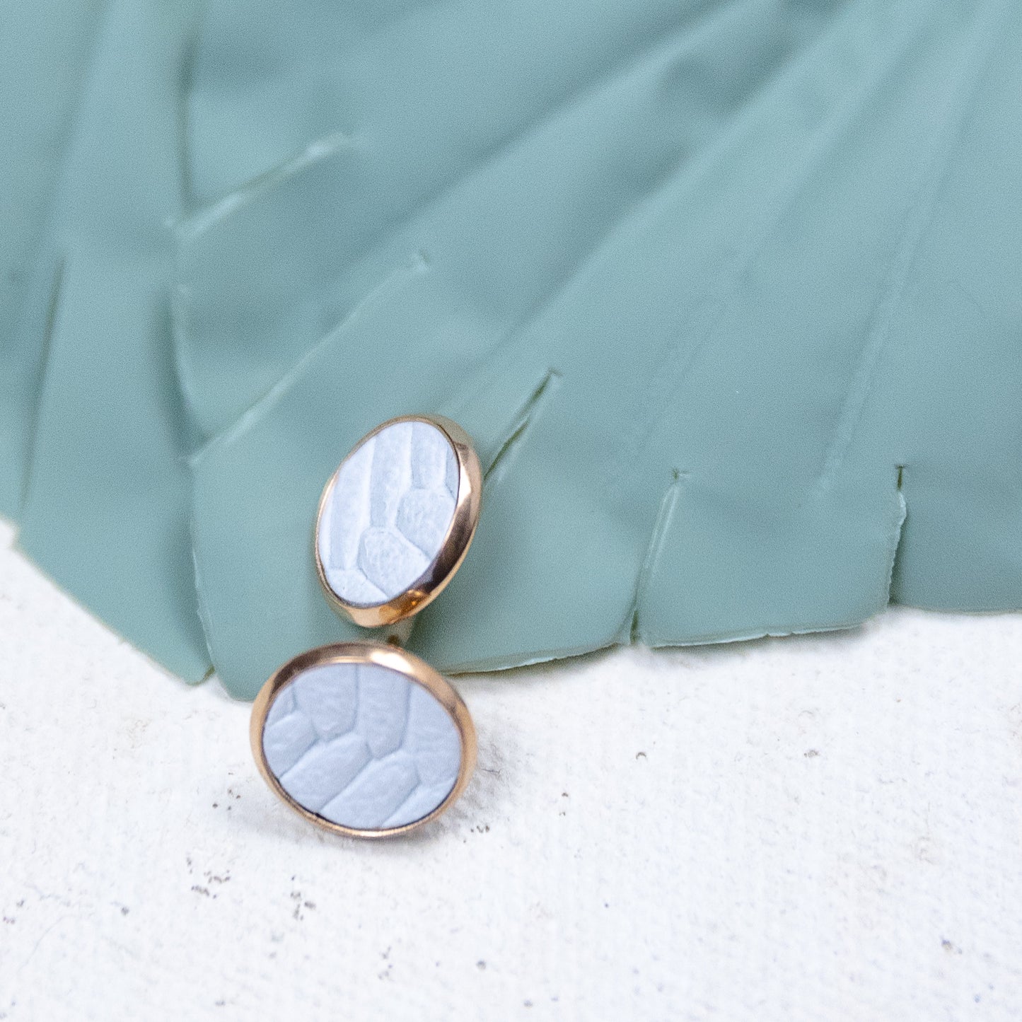 THE BRAIDED STUD in White/ Genuine Leather Statement Earrings