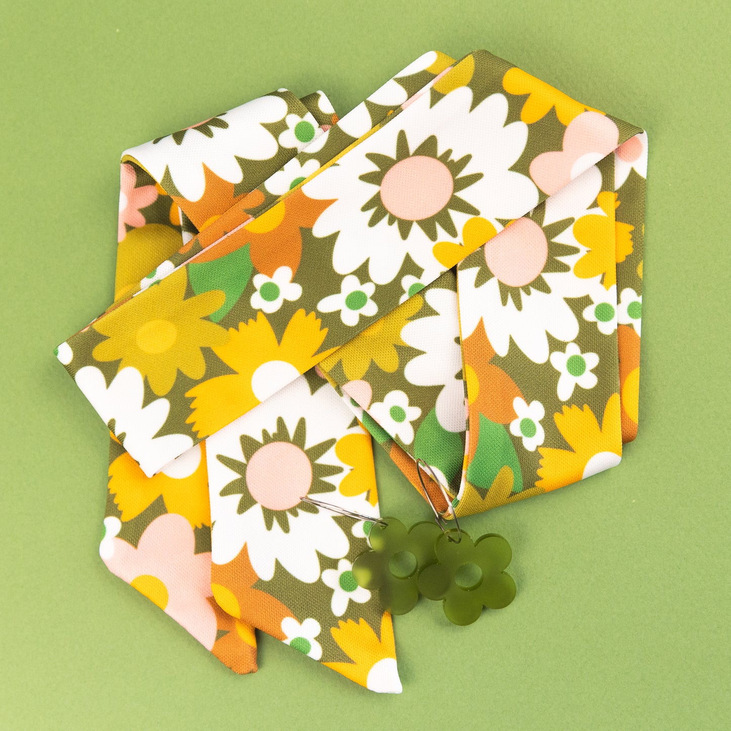 THE BEST EARRINGS/HEADBAND in 60s Retro Daisy + Green Daisy Hoops/ Statement Accessories