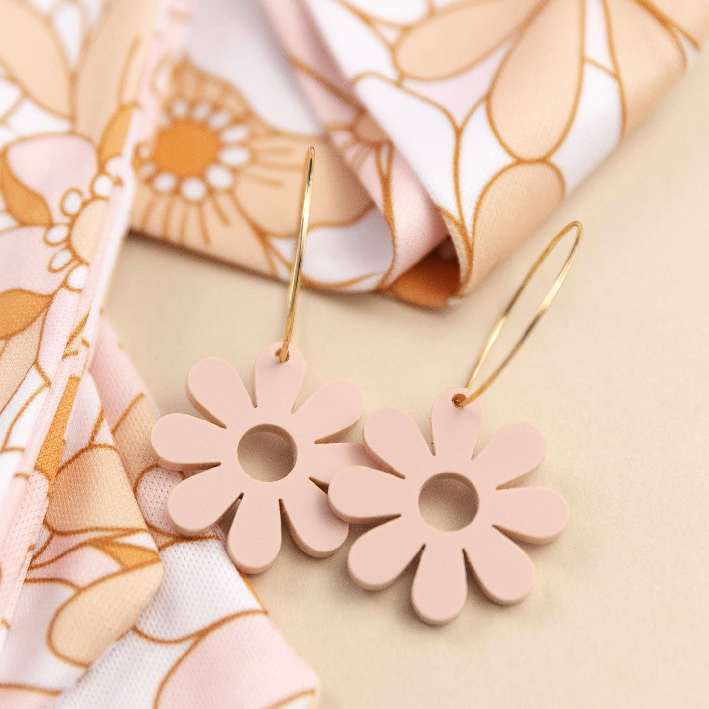 THE PRETTY DAISY HOOP in Nude Blush/ Acrylic Statement Earrings