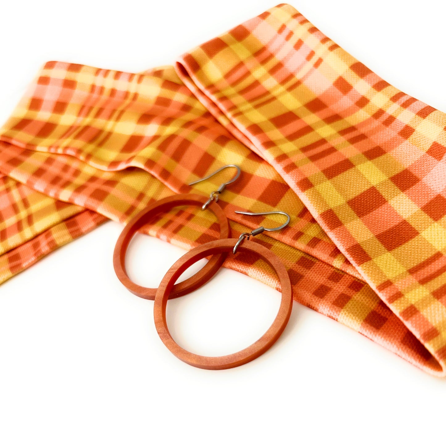 THE BEST EARRINGS/HEADBAND SET in Burnt Orange