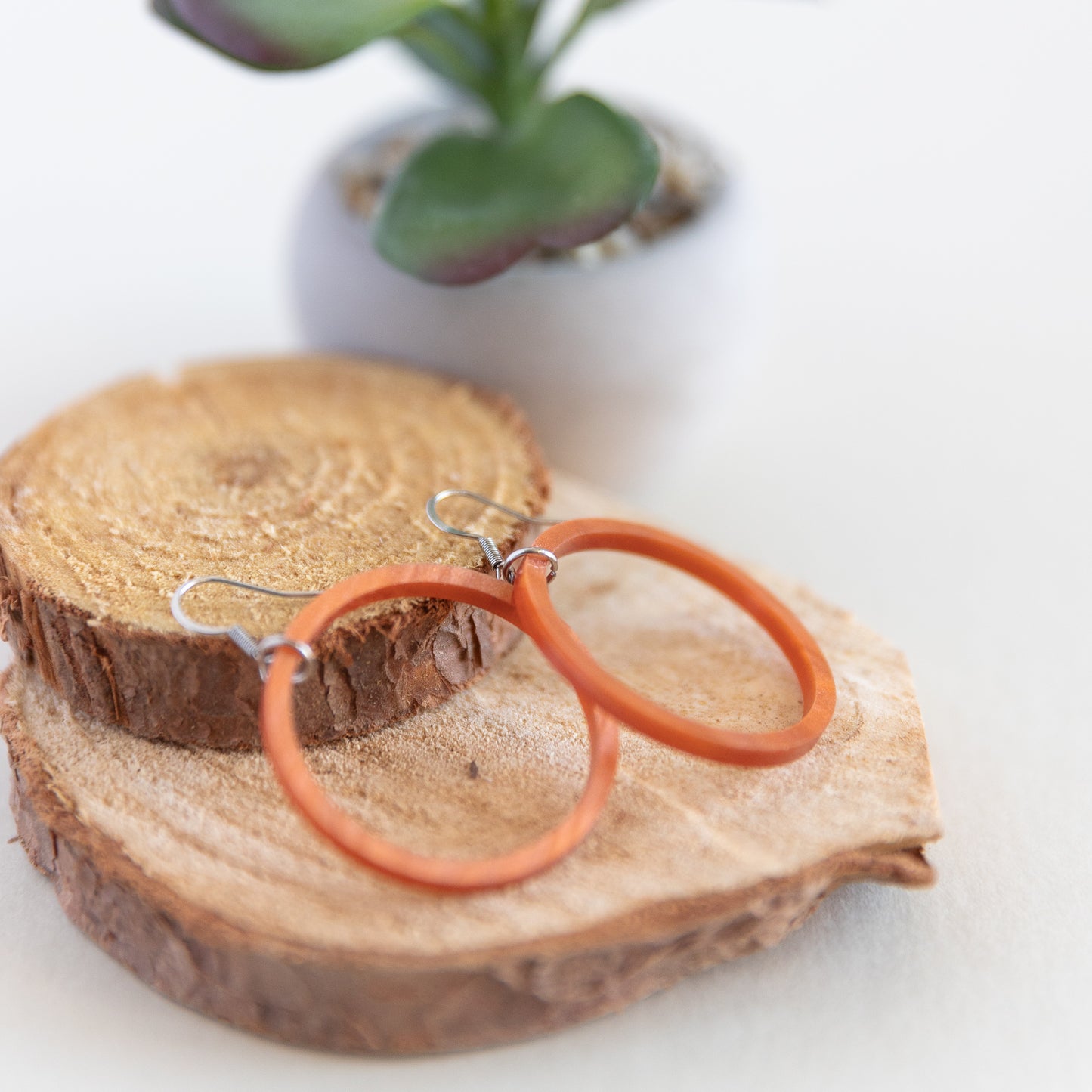 THE STAPLE HOOPS in Burnt Orange/ Lightweight Acrylic Statement Hoop Earrings