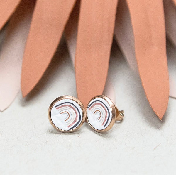 THE STUD in Rainbow Sketch/ Leather Statement Earrings THE STUD in Rainbow Sketch/ Leather Statement Earrings