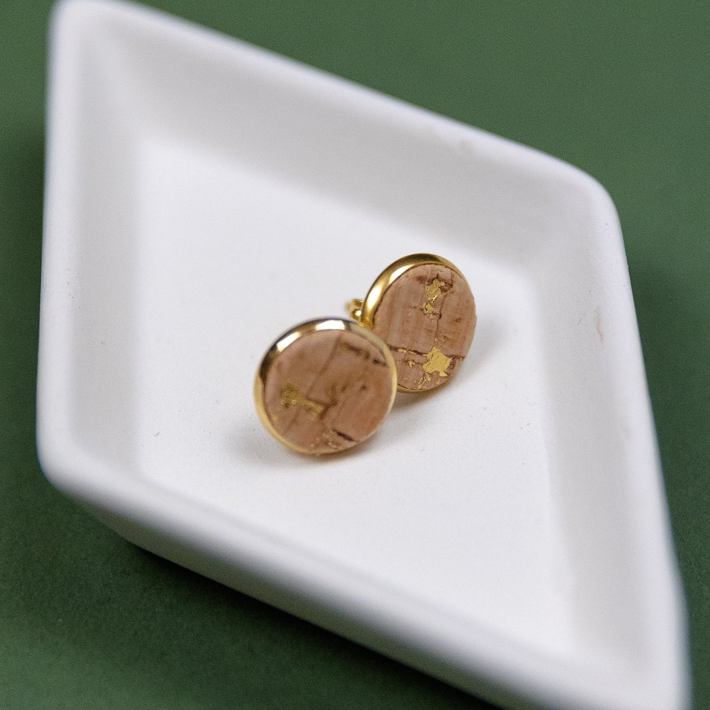 THE STUD in Gold Flecked Cork/ Cork Statement Earrings