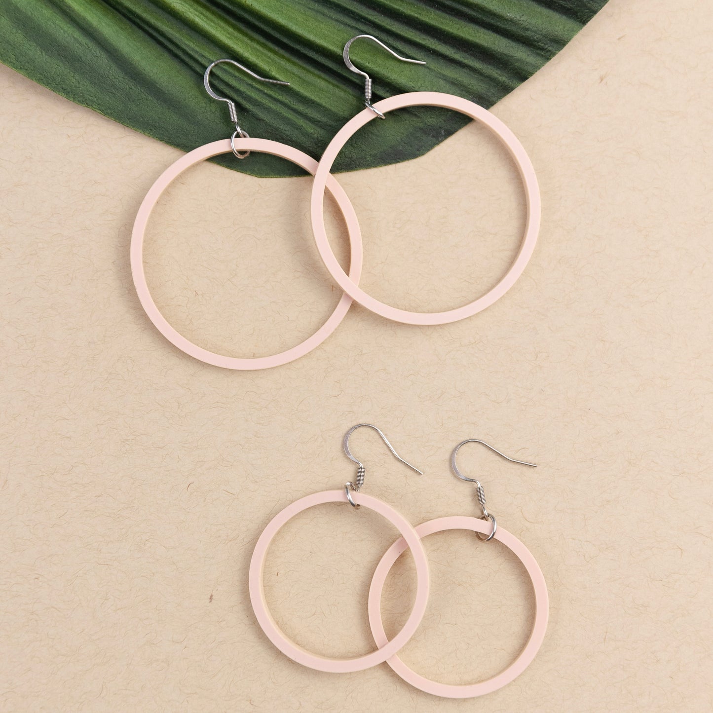 THE STAPLE HOOPS in Nude Blush/ Lightweight Acrylic Statement Hoop Earrings