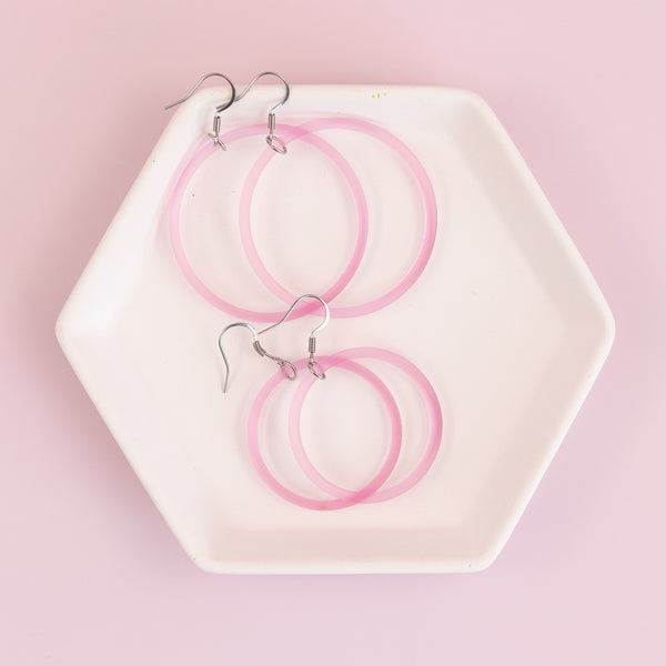 THE STAPLE HOOP in Sheer Pink Ice/ Lightweight Acrylic Statement Earrings THE STAPLE HOOP in Sheer Pink Ice/ Lightweight Acrylic Statement Earrings