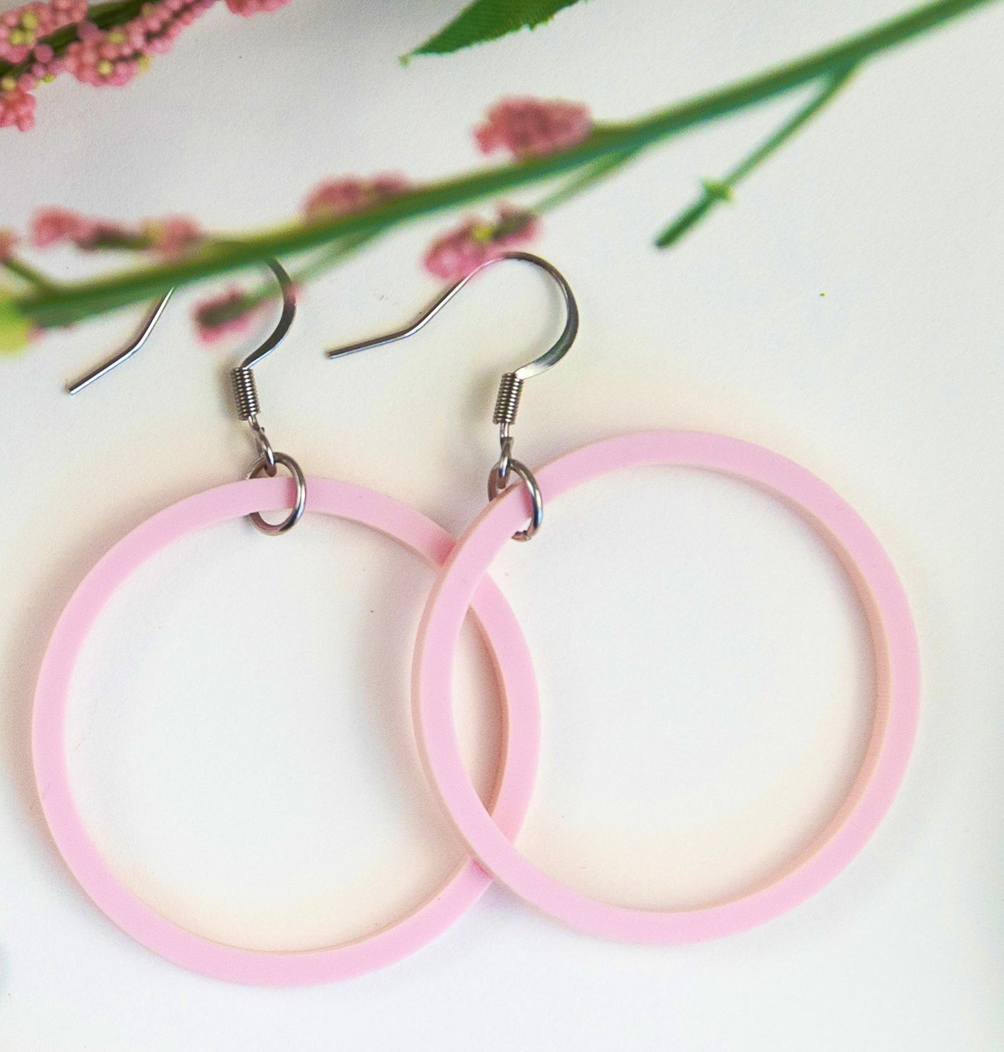 THE STAPLE HOOP in Pink/ Lightweight Acrylic Statement Earrings