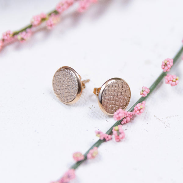THE STUD in Champagne/ Leather Statement Earrings THE STUD in Champagne/ Leather Statement Earrings