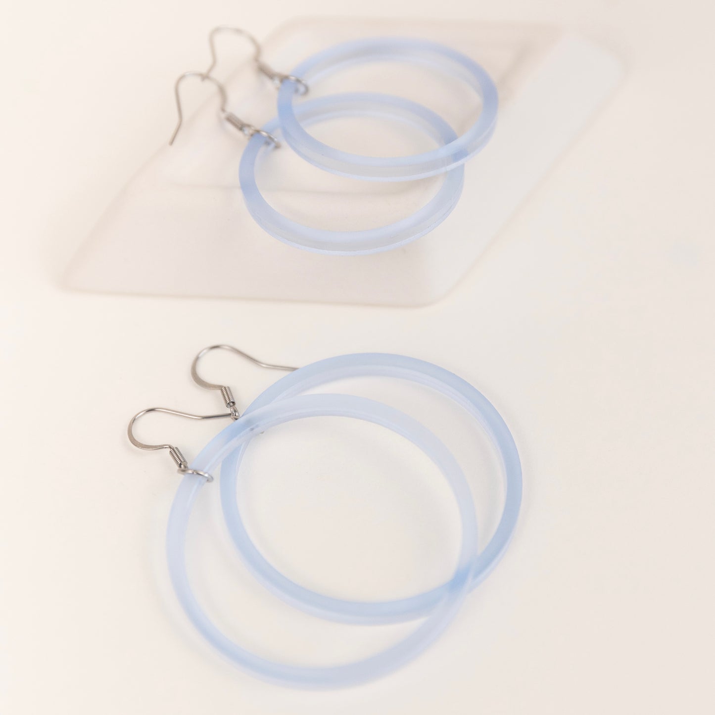THE STAPLE HOOP in Sheer Ice Blue/ Lightweight Acrylic Statement Earrings