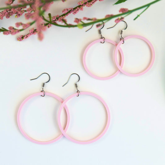 THE STAPLE HOOP in Pink/ Lightweight Acrylic Statement Earrings