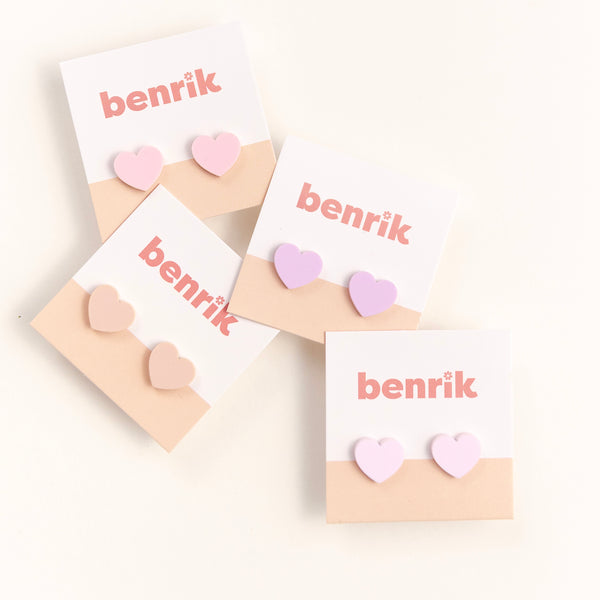 THE CANDY HEART STUD in Pink & Purple/ Lightweight Acrylic Statement Earrings THE CANDY HEART STUD in Pink & Purple/ Lightweight Acrylic Statement Earrings