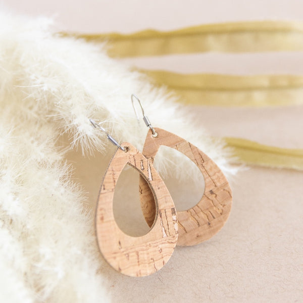 THE OPEN TEARDROP in Natural Cork/ Lightweight Statement Earrings THE OPEN TEARDROP in Natural Cork/ Lightweight Statement Earrings