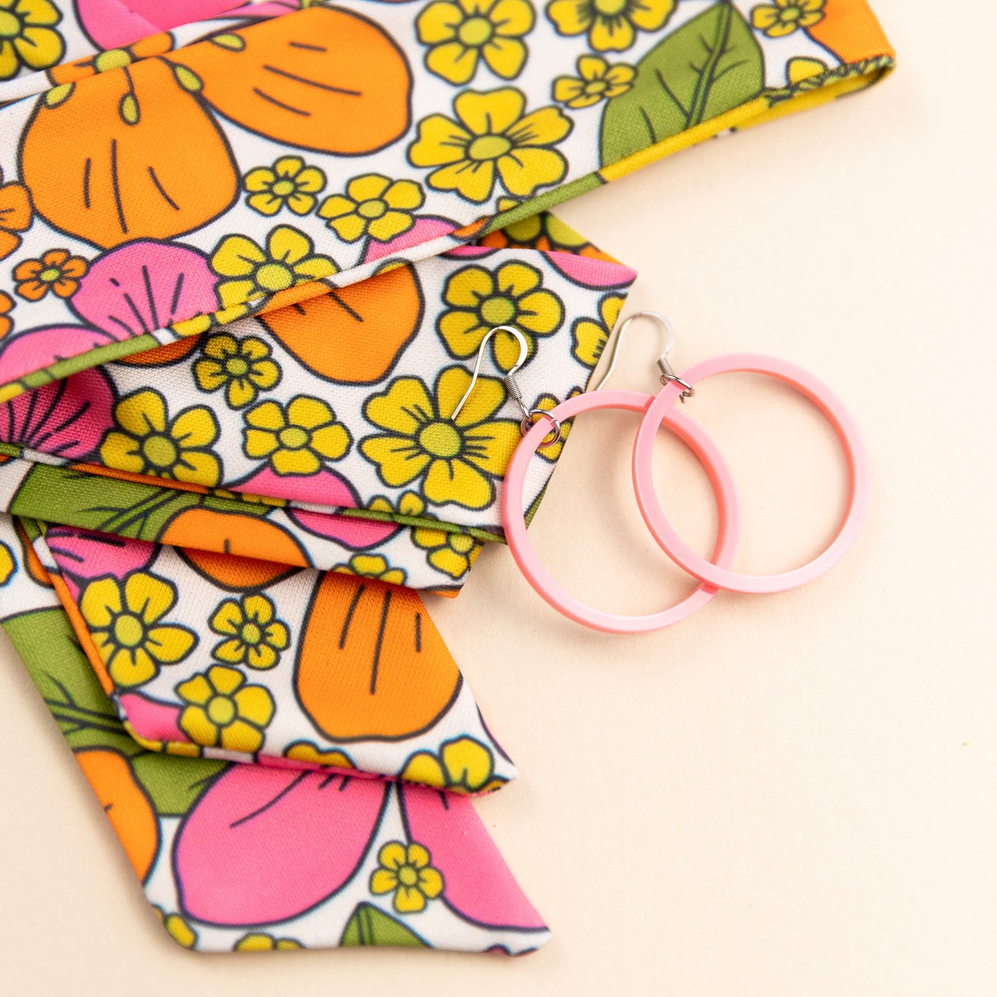THE BEST EARRINGS/HEADBAND in Nostalgic Floral + Pink Hoops/ Statement Accessories