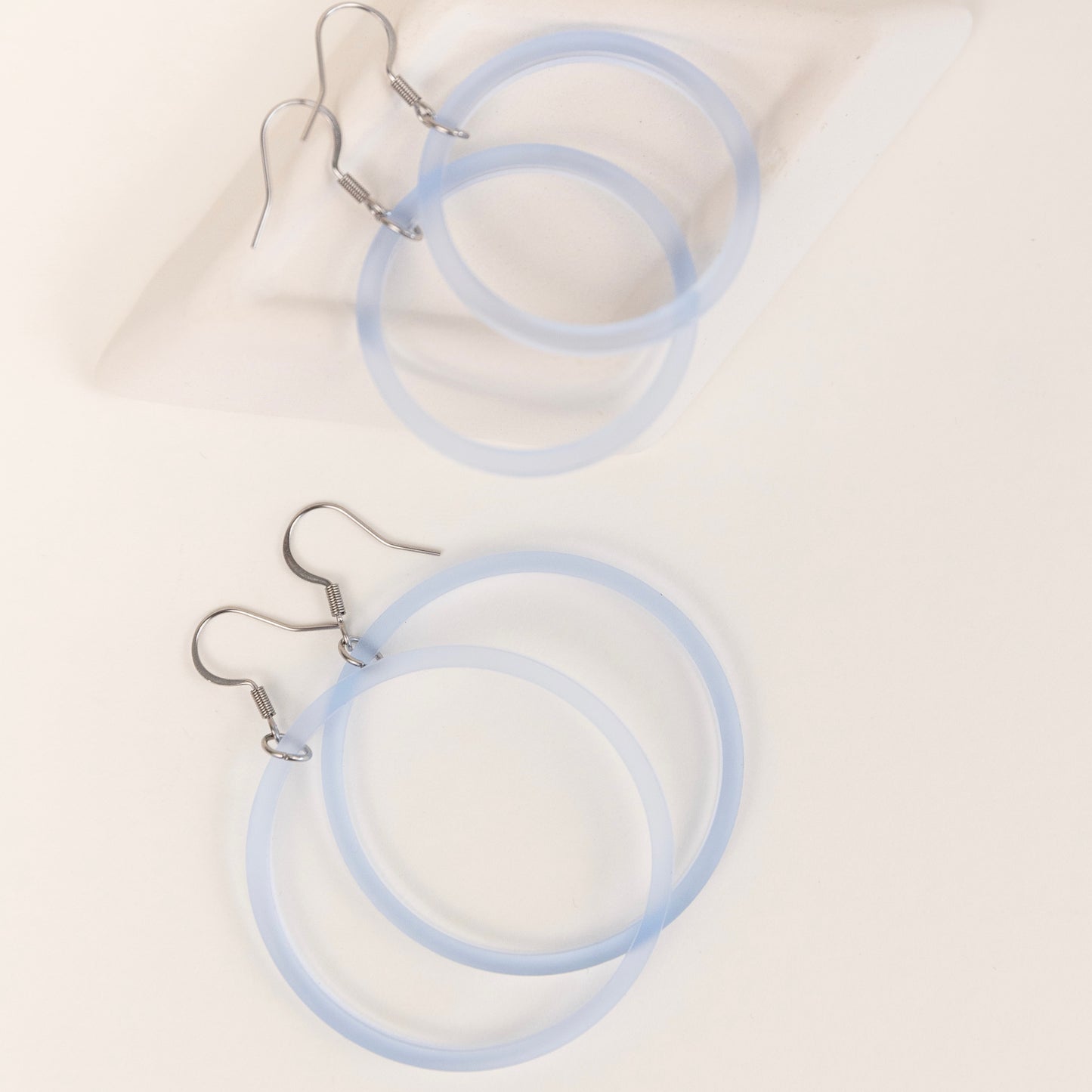 THE STAPLE HOOP in Sheer Ice Blue/ Lightweight Acrylic Statement Earrings