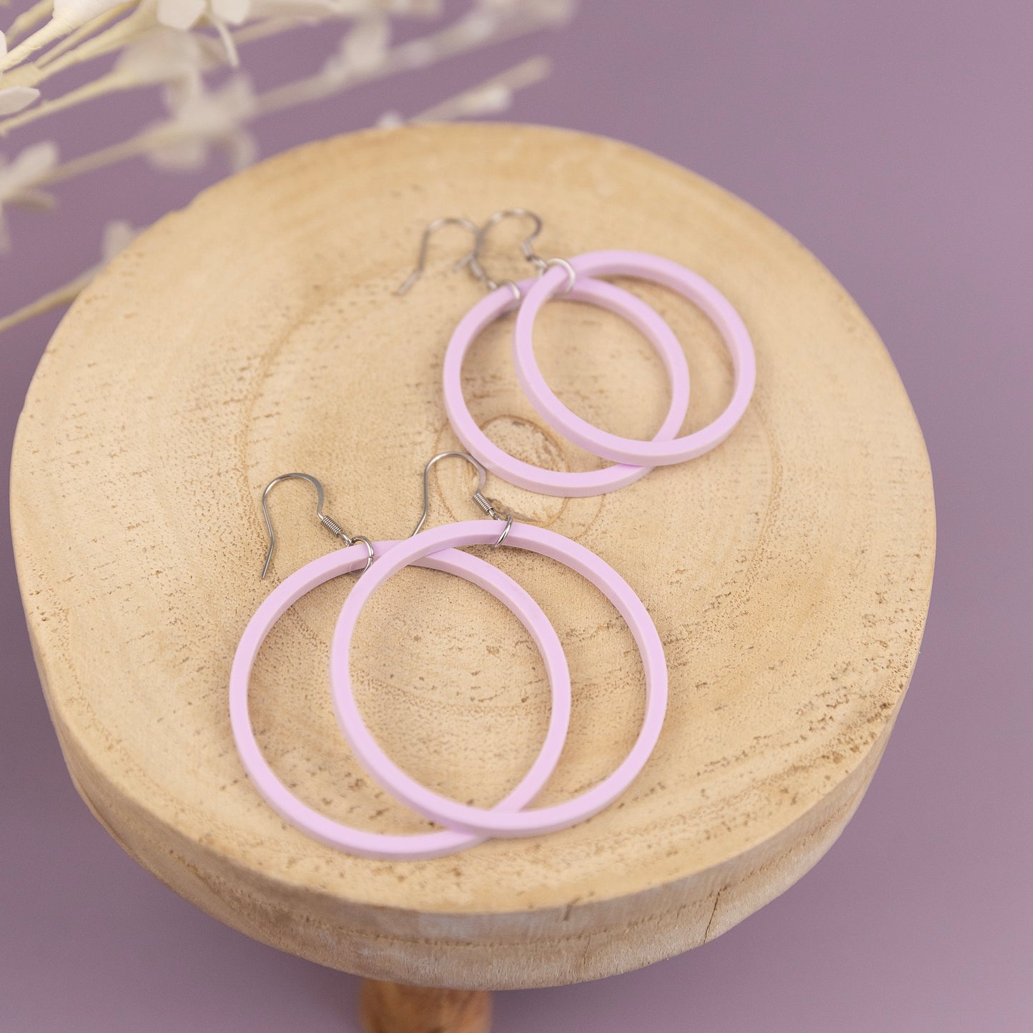 THE STAPLE HOOP in Lavender/ Lightweight Acrylic Statement Earrings