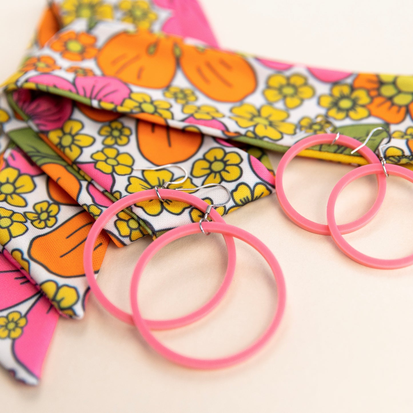 THE BEST EARRINGS/HEADBAND in Nostalgic Floral + Pink Hoops/ Statement Accessories