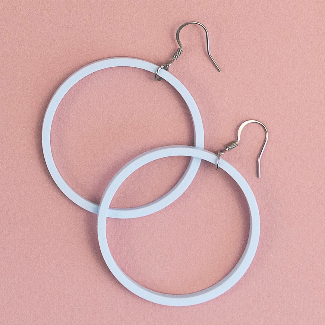 THE STAPLE HOOP in Baby Blue/ Lightweight Acrylic Statement Earrings