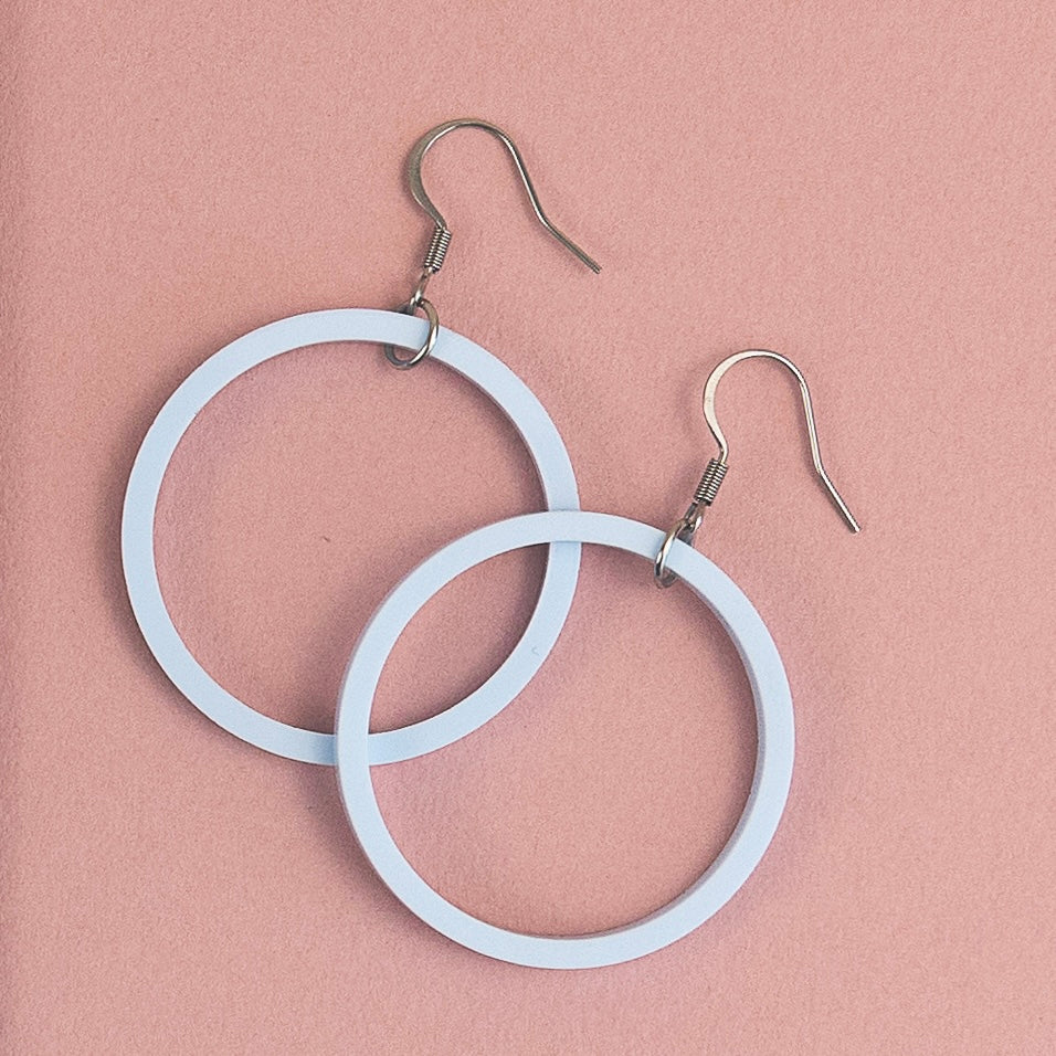 THE STAPLE HOOP in Baby Blue/ Lightweight Acrylic Statement Earrings