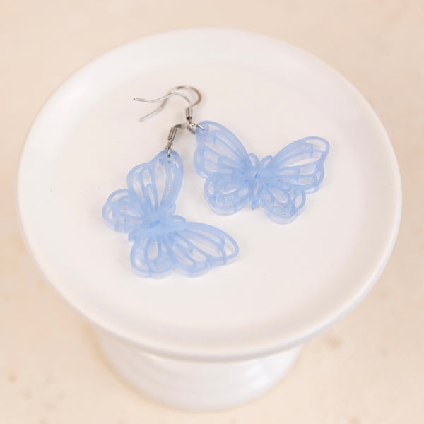 THE BUTTERFLY in Sheer Ice Blue/ Lightweight Acrylic Statement Earrings THE BUTTERFLY in Sheer Ice Blue/ Lightweight Acrylic Statement Earrings