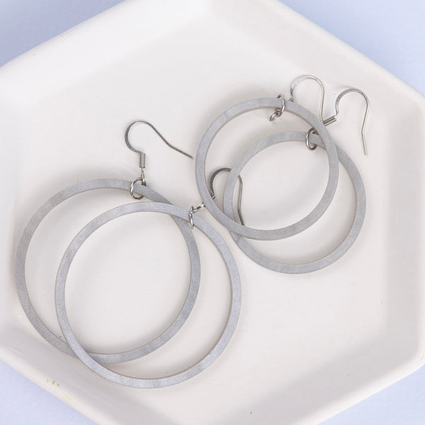 THE STAPLE HOOPS in Pearl Grey/ Lightweight Acrylic Statement Hoop Earrings THE STAPLE HOOPS in Pearl Grey/ Lightweight Acrylic Statement Hoop Earrings