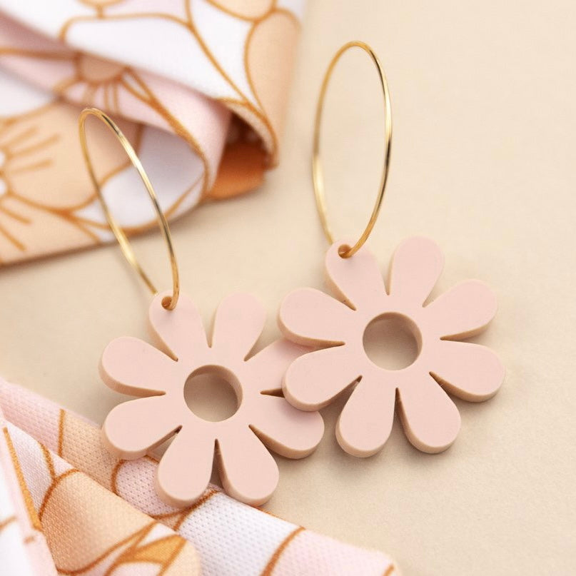 THE PRETTY DAISY HOOP in Nude Blush/ Acrylic Statement Earrings