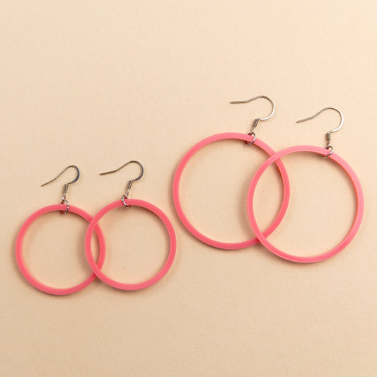 THE STAPLE HOOPS in Pink/ Lightweight Acrylic Statement Hoop Earrings