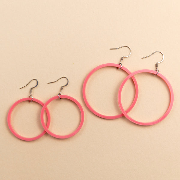 THE STAPLE HOOPS in Pink/ Lightweight Acrylic Statement Hoop Earrings THE STAPLE HOOPS in Pink/ Lightweight Acrylic Statement Hoop Earrings