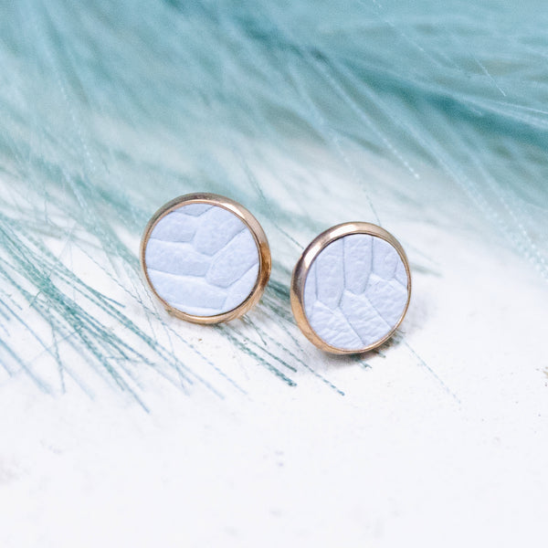THE BRAIDED STUD in White/ Genuine Leather Statement Earrings THE BRAIDED STUD in White/ Genuine Leather Statement Earrings